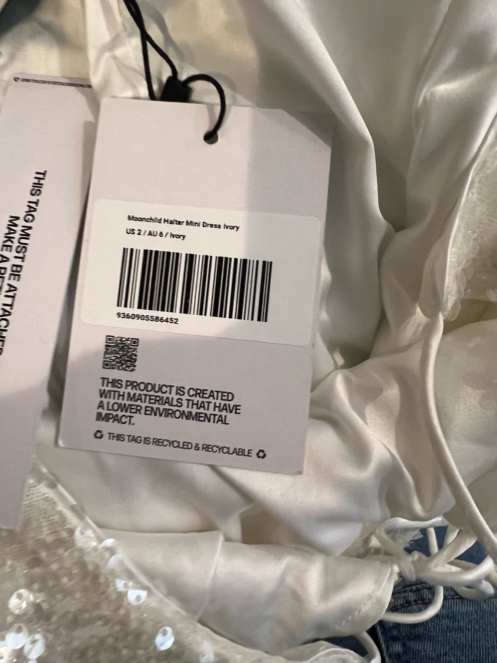 NWT Princess Polly Sequin Spaghetti Strap Mini Dress - white Silver - Picture 12 of 16